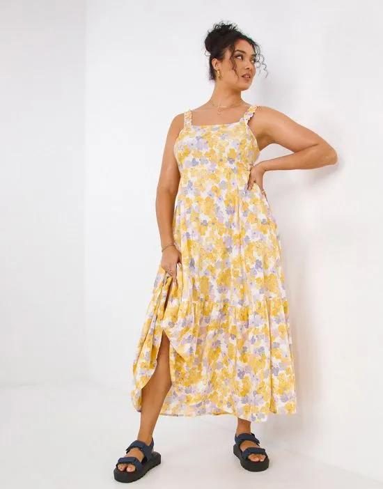 tiered sundress in yellow floral