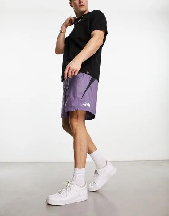 TNF X woven belted shorts in slate gray and purple