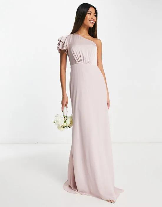 TNFC Bridesmaid one shoulder maxi dress in pink