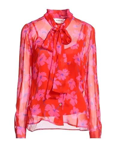 Tomato red Chiffon Floral shirts & blouses