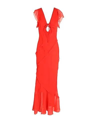 Tomato red Chiffon Long dress