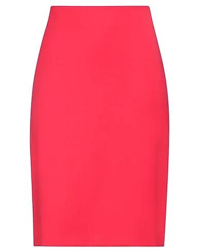 Tomato red Cool wool Midi skirt