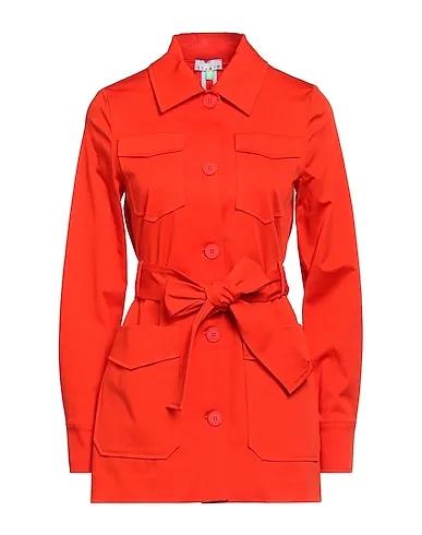 Tomato red Cotton twill Full-length jacket