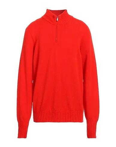 Tomato red Knitted Sweater with zip