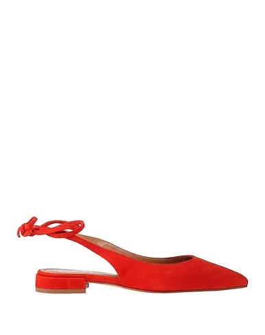 Tomato red Leather Ballet flats