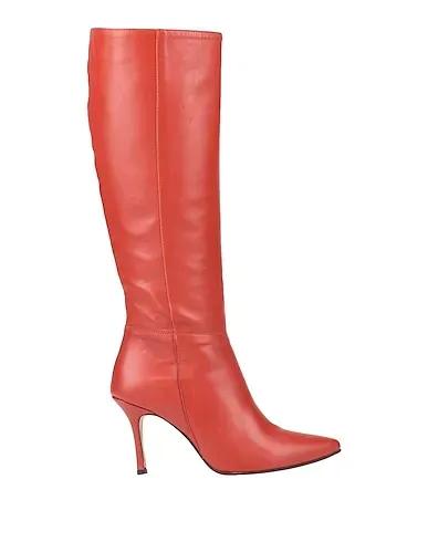 Tomato red Leather Boots