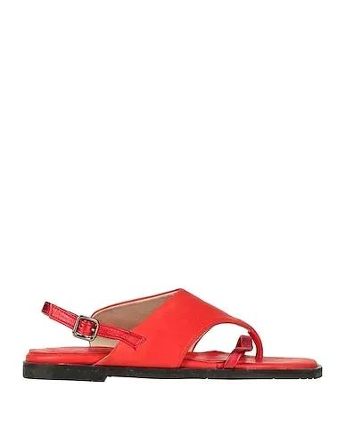 Tomato red Leather Flip flops