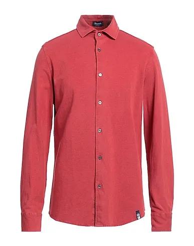 Tomato red Piqué Solid color shirt