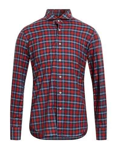 Tomato red Plain weave Checked shirt