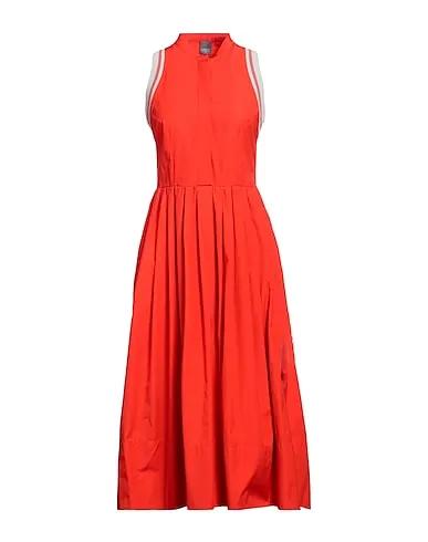 Tomato red Plain weave Midi dress