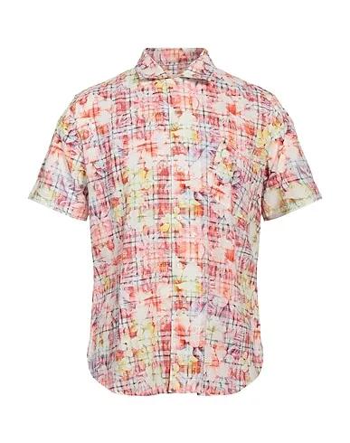 Tomato red Plain weave Patterned shirt