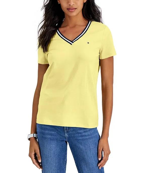 Tommy Hilfiger Women's Solid V-Neck T-Shirt