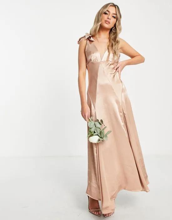 Topshop bridesmaid contrast insert detail slip dress in blush