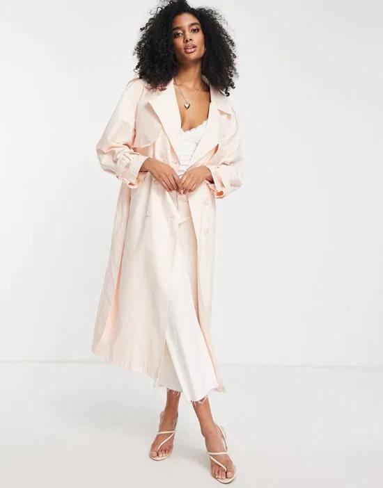 trench coat with tie in apricot