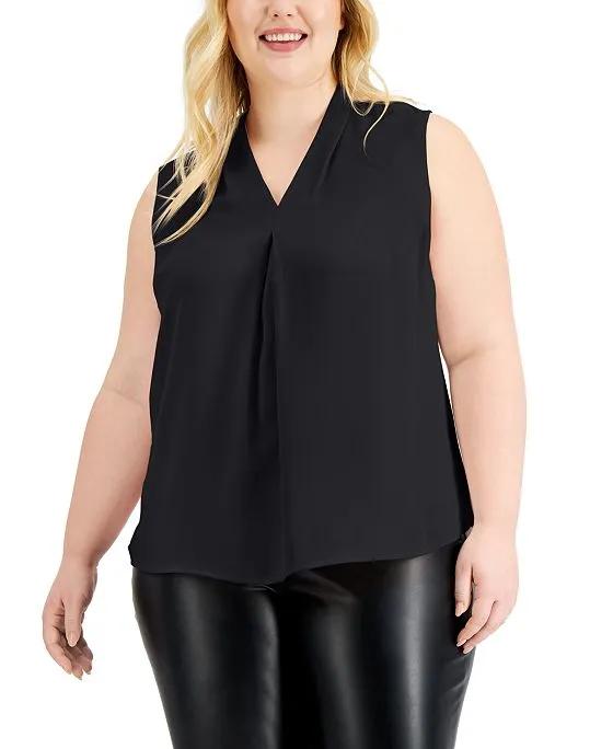 Trendy Plus Size Inverted-Pleat Top, Created for Macy's 