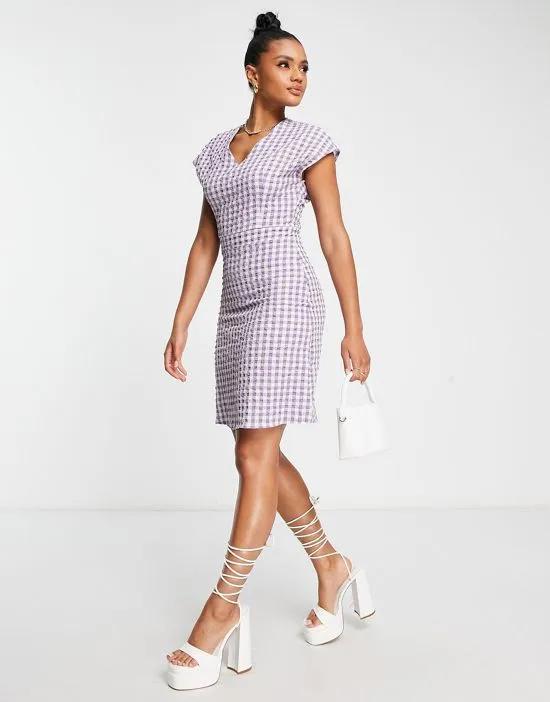 Trendyol mini shift dress in lilac gingham