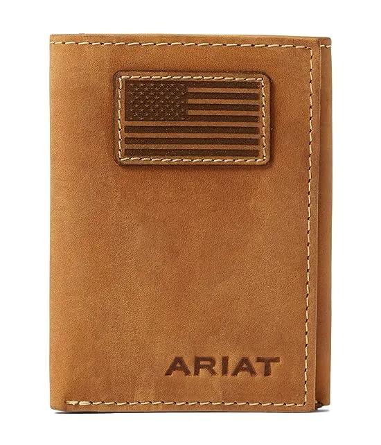 Trifold Wallet USA Flag Patch