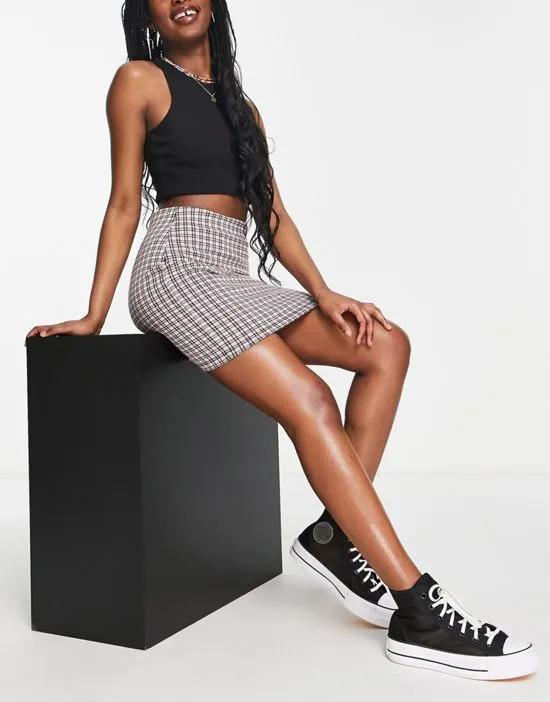 tube skirt in pink check print