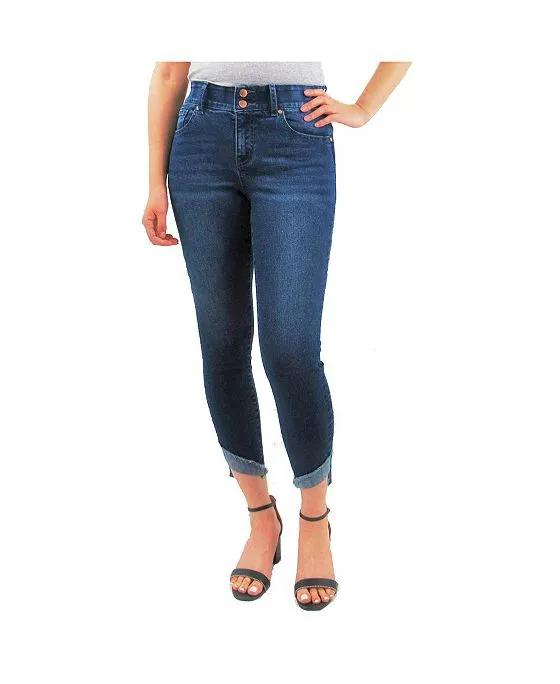 Tummy Control Skinny Jeans With High-Low Hem For Women