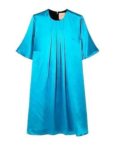 Turquoise Cotton twill Short dress