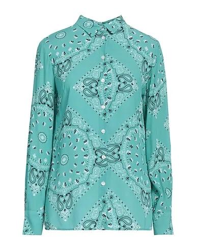 Turquoise Crêpe Patterned shirts & blouses