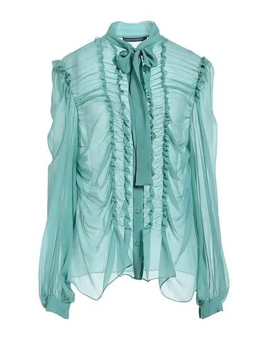 Turquoise Crêpe Shirts & blouses with bow