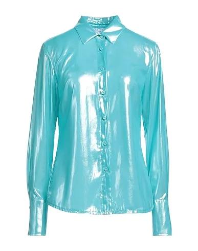 Turquoise Crêpe Solid color shirts & blouses