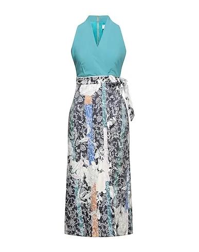 Turquoise Jacquard Midi dress
