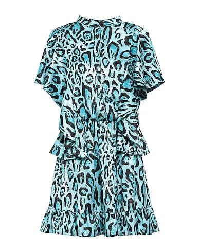Turquoise Jacquard Short dress