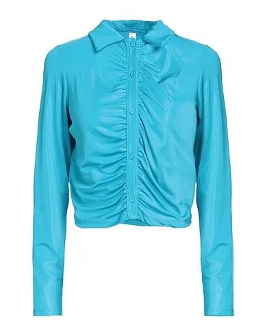 Turquoise Jersey Solid color shirts & blouses