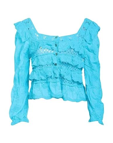 Turquoise Lace Lace shirts & blouses