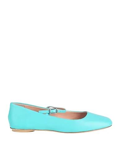 Turquoise Leather Ballet flats