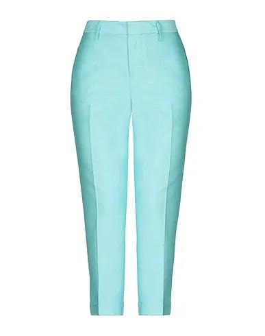 Turquoise Plain weave Cropped pants & culottes