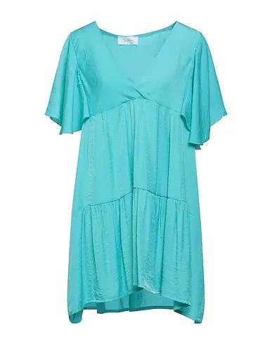 Turquoise Plain weave Short dress