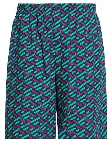 Turquoise Plain weave Shorts & Bermuda