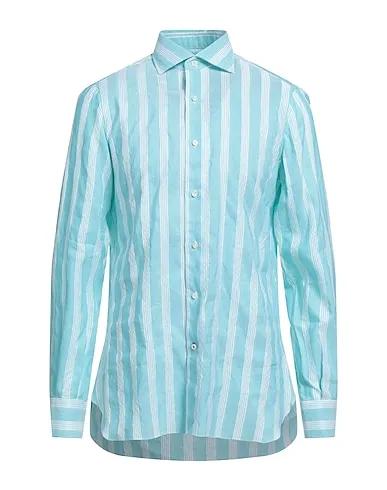 Turquoise Plain weave Striped shirt