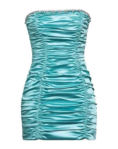 Turquoise Satin Short dress