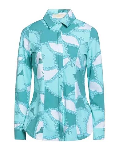 Turquoise Synthetic fabric Patterned shirts & blouses