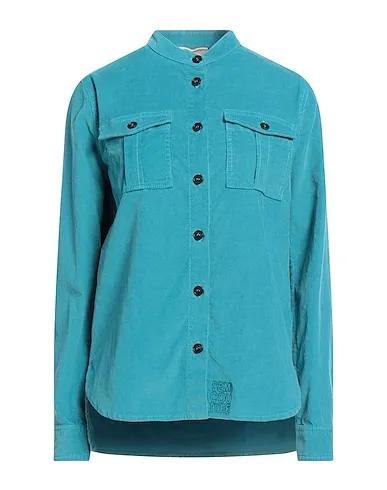 Turquoise Velvet Solid color shirts & blouses