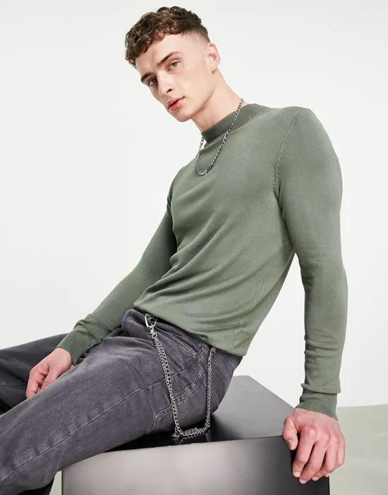 turtleneck sweater in khaki