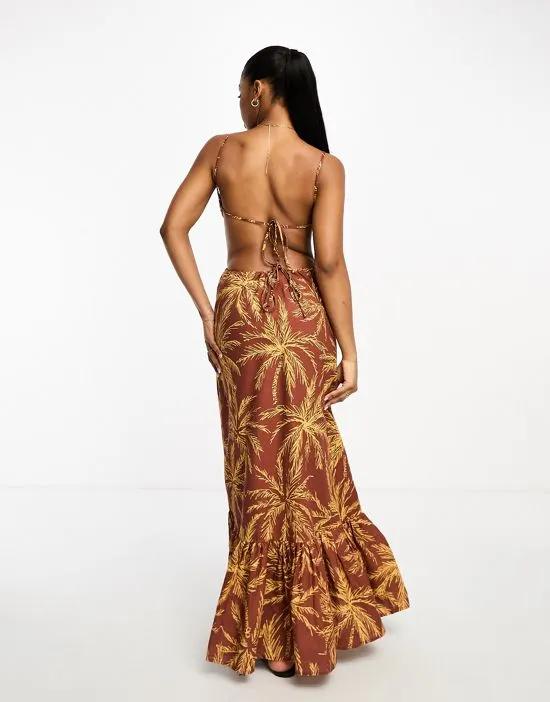 Tuscany palm print maxi dress in multi