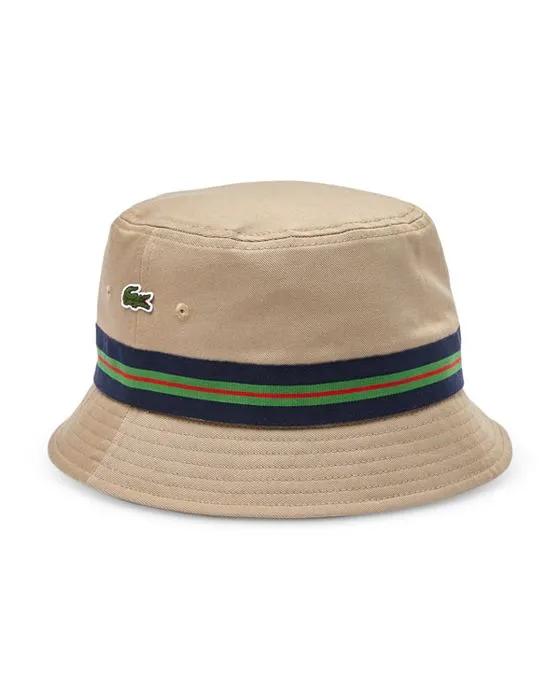 Twill Striped Ribbon Bucket Hat