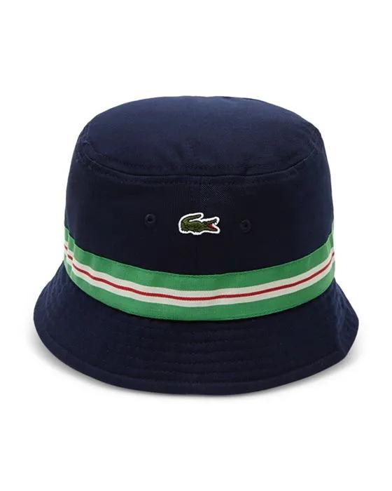Twill Striped Ribbon Bucket Hat
