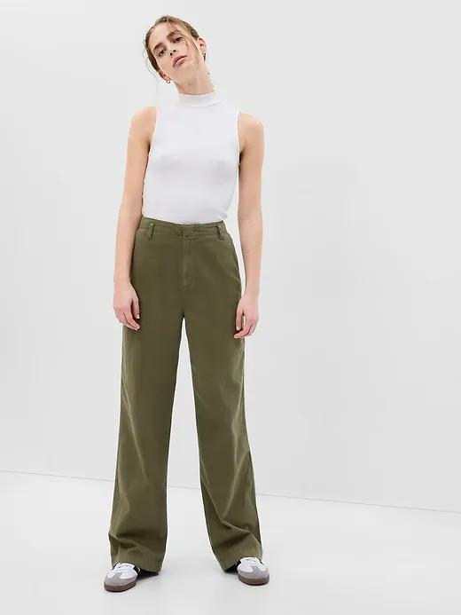 Twill Wide Leg Pants
