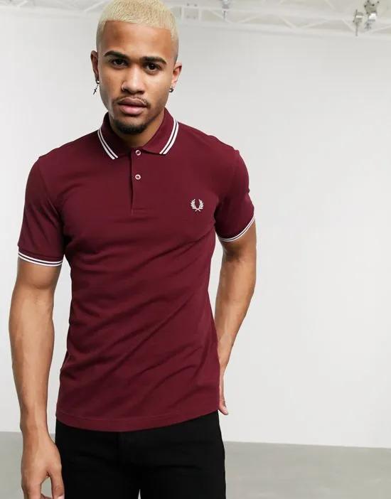 twin tipped logo polo in burgundy