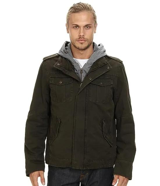 Two-Pocket Hoodie with Zip Out Jersey Bib/Hood and Sherpa Lining