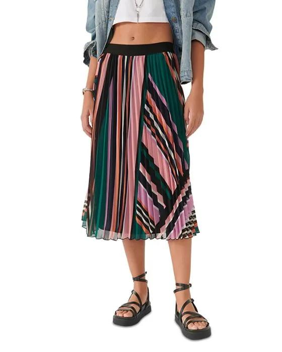 Uhendy Printed Pleated Midi Skirt