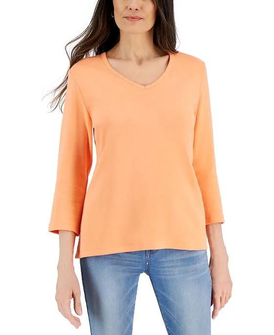 V-Neck 3/4-Sleeve Top, Created for Macy's