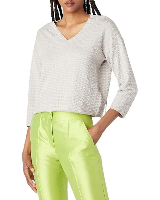 V Neck Jacquard Sweater