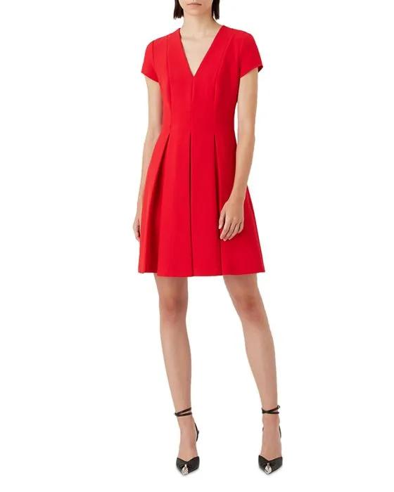 V Neck Pleated Dress